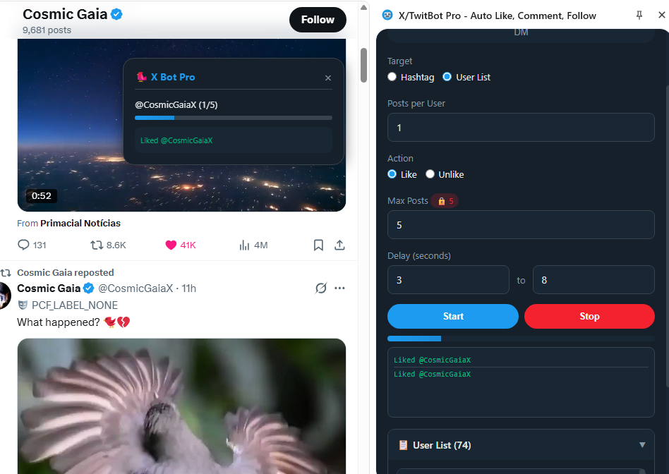 Impostazioni Auto Like