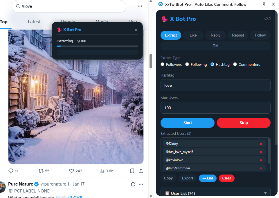 Extract Users by Hashtag