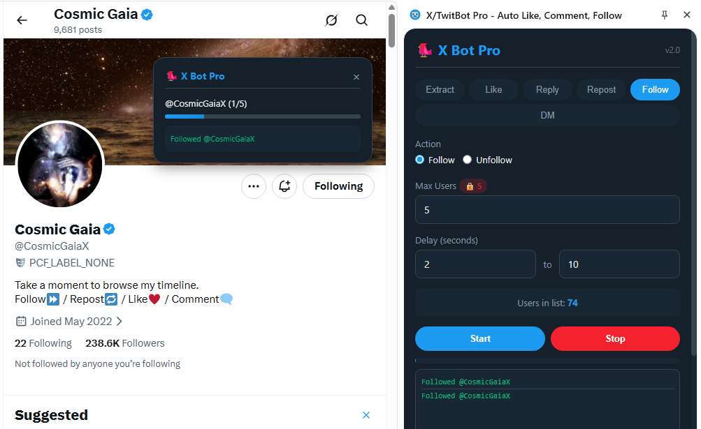 Auto Follow Unfollow Settings