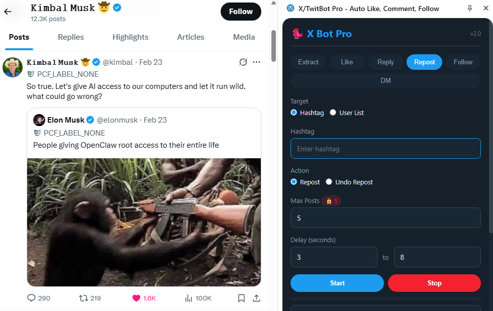 Impostazioni Auto Repost